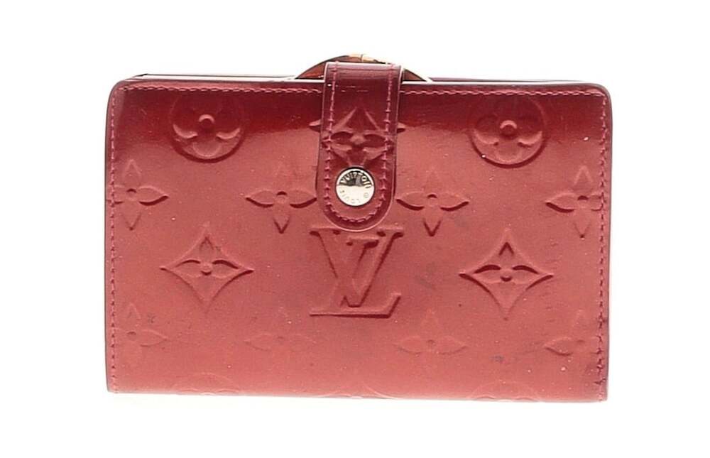 Louis Vuitton Monogram Vernis Viennois Kiss Lock Wallet Red Patent Leather